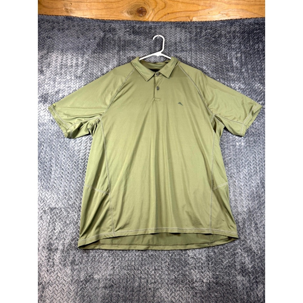 Tommy Bahama Islandactivee Polo Shirt Mens 2XL Olive Very Good UV Protection